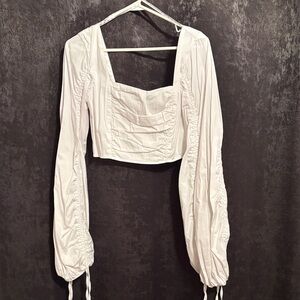 Missguided Elegant White Ruched Blouse